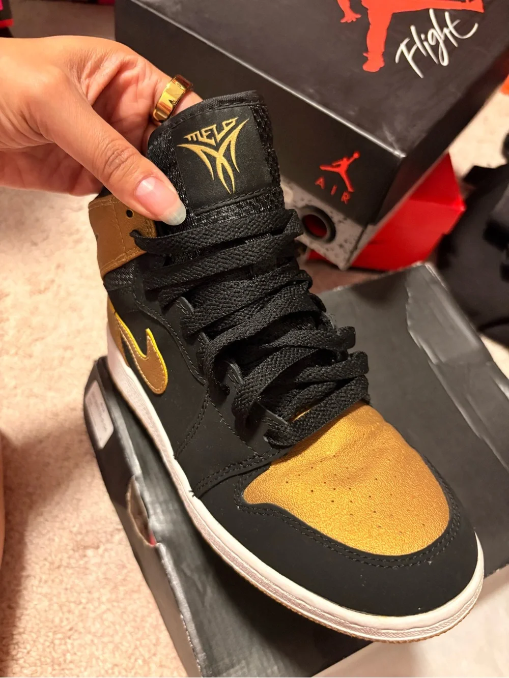 Jordan Men’s Sneakers in Black & Wheat Gum